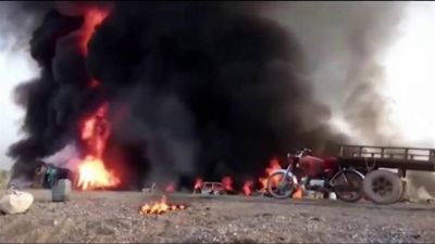बूचर द्वीप पर हादसा,तेल टैंकर्स में लगी आग