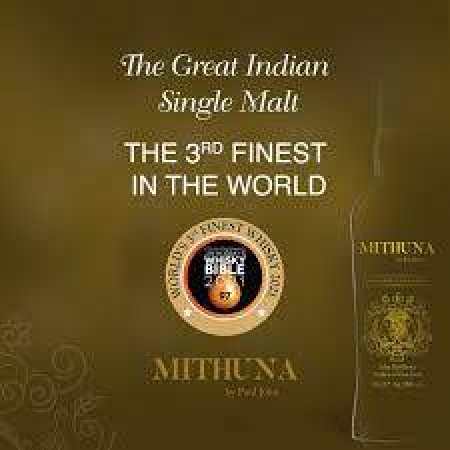 The third finest Whiskey in the World Mithuna is made in India