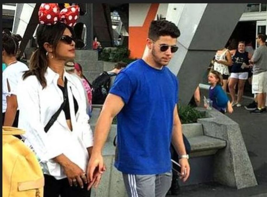 Priyanka Chopra was spotted walking around Disneyland with her husband!