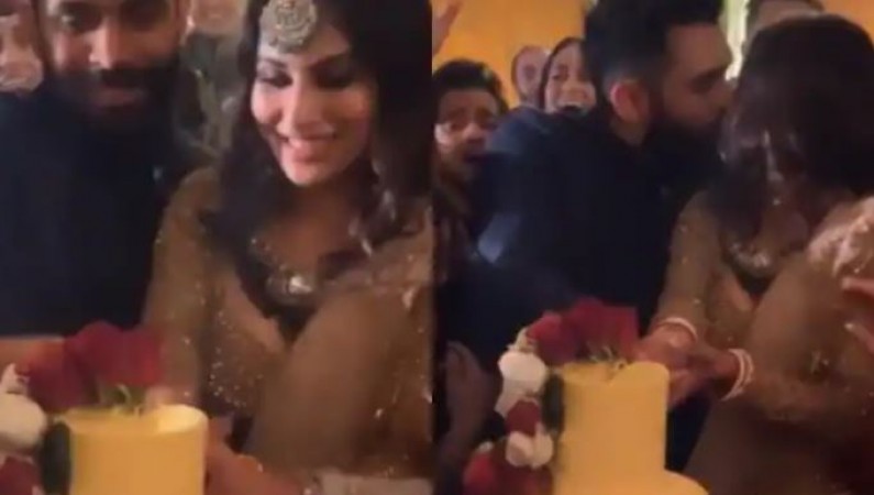 Mouni lip-locks Suraj while cutting cake at sangeet ceremony, video winning fans hearts