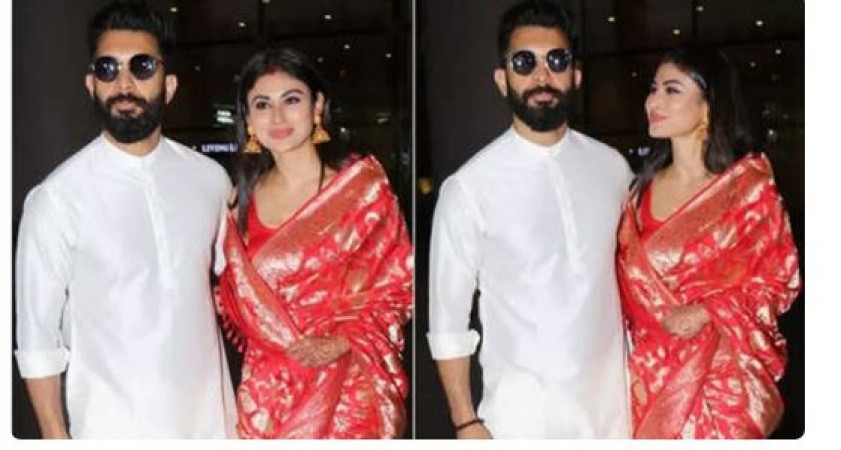 Mouni Roy was seen in Banarasi red sari and filled with vermilion in demand, photos go viral