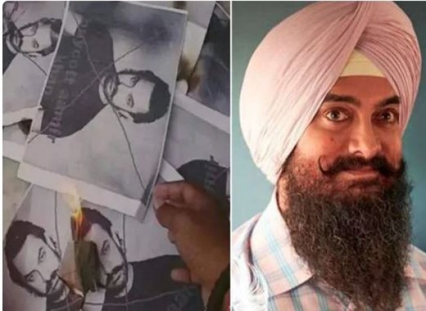 Aamir Khan's posters burnt saying 'his wife is afraid to live in India'