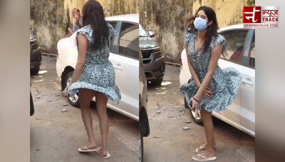VIDEO: रास्ते में अचानक उड़ने लगी जान्हवी कपूर की फ्रॉक, कैमरे के सामने हुईं शर्मिंदा