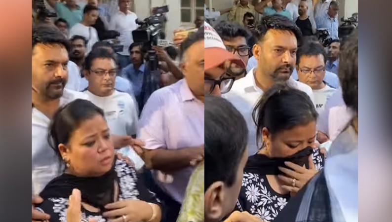 Video: राजू श्रीवास्तव की प्रेयर मीट में फूट-फूटकर रोने लगीं भारती, कपिल ने दिया सहारा