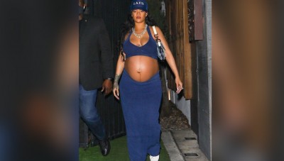 Rihanna flaunts baby bump in crop top skirt, once again seen with boyfriend