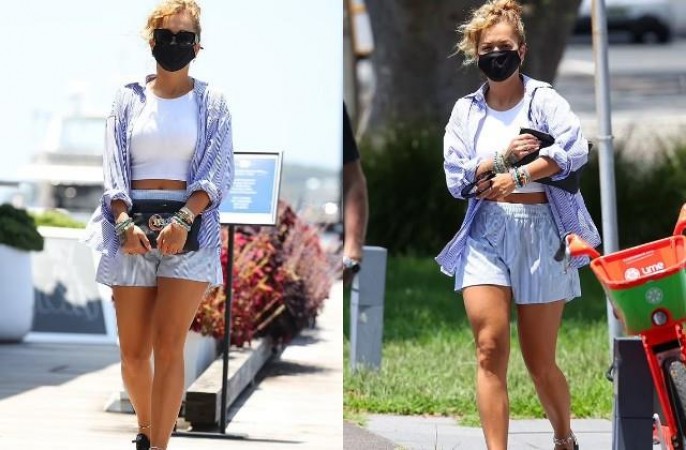 Rita Ora seen in short dress on Sydney streets