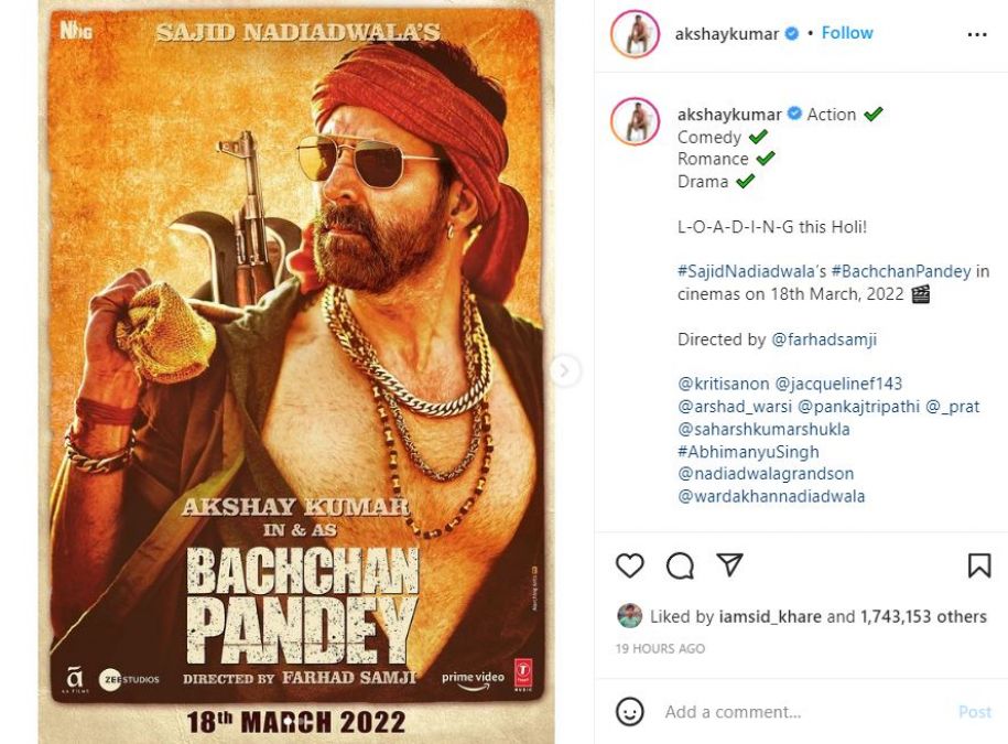 Akshay gave a special gift to the fans, shared the new poster of 'Bachchan Pandey' and told the release date