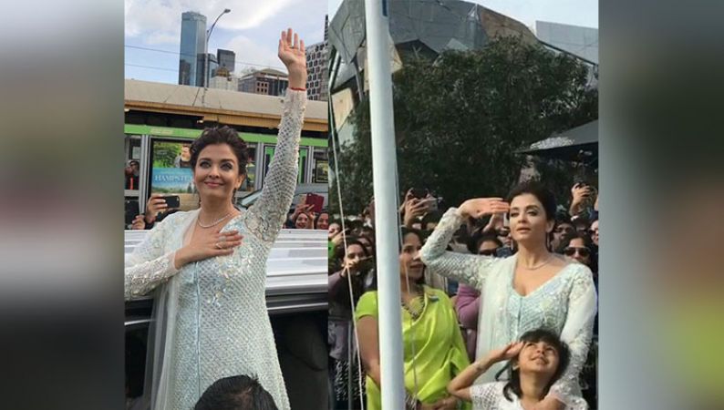 Aishwarya Rai Bachchan hoists the Indian Flag at Melbourne