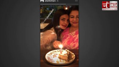 Priyanka cuts cake on father's b'day with mom Madhu