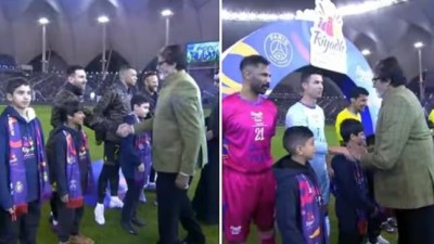 Video!! Amitabh Bachchan shakes hands with Ronaldo, Messi, ‘Goat of Bollywood meets Goal of Foot Ball’