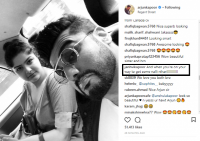 Jhanvi's adorable comment on Arjun-Anshula's picture