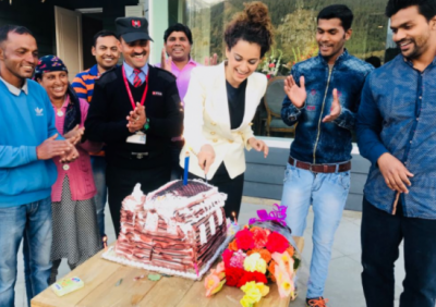 Kangana Ranaut’s staff overwhelms her with a birthday cake