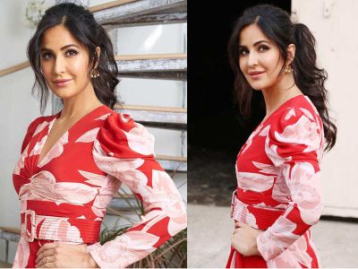 Katrina Kaif looks Red flower in her dress at Bharat Promotions