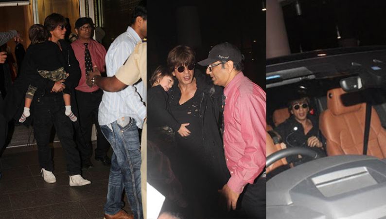 SRK and his son AbRam spotted at airport.