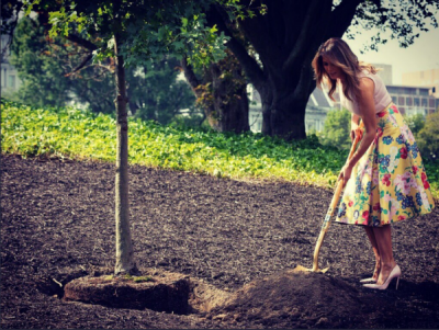 Melania donnes a $4000 skirt to plant a sapling
