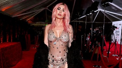 Megan Fox Dazzles in Nearly Naked Metal Dress at Grammys Party
