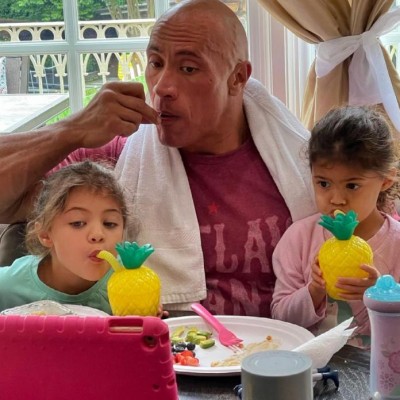 Dwayne Johnson shares post with his two little daughters; John Krasinski REACTS hilariously