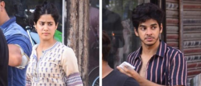 Jahnvi Kapoor and Ishaan Khatter snapped on the sets of 'Dhadak'