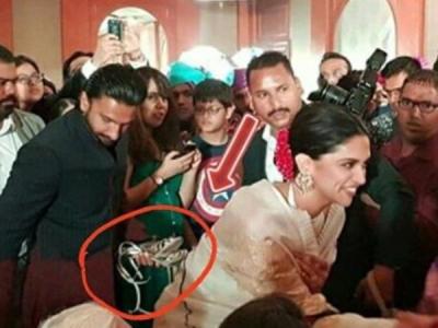 Ranveer Singh holds Deepika Padukone's sandals, pic goes viral
