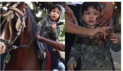Cute Taimur Ali Khan recent sensation is on horse riding video just sooth to your eyes…check video inside
