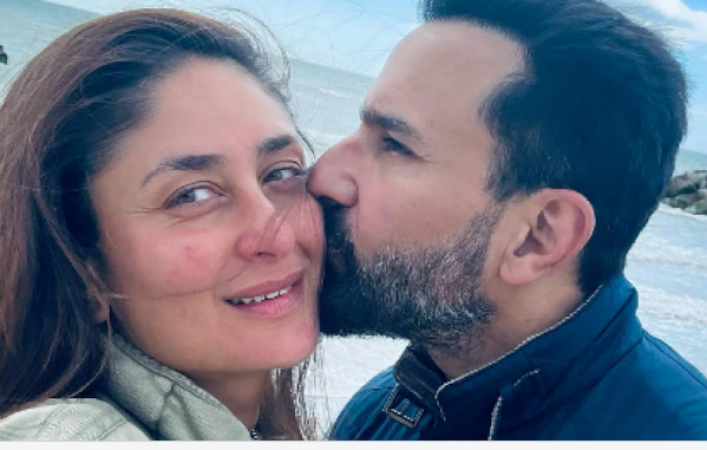 Kareena Kapoor gets a kiss from Hubby Saif at English Channel