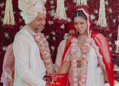 Dalljiet Kaur gets married to Nikhil Patel in a white lehenga