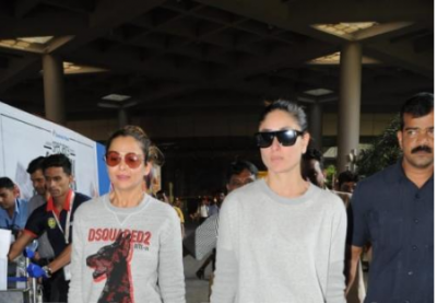 Kareena Kapoor with Amrita Arora return from Singapore spotted at the airport