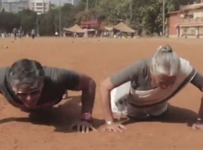 Watch video: Milind Soman's 80-year-old mom does push-ups, video goes vrial