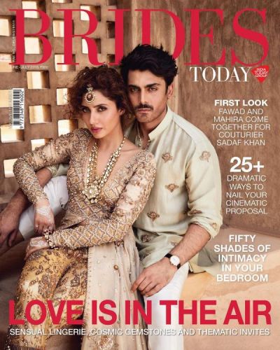 Fawad with Mahira glorifies cover of Brides Today as Royal couple