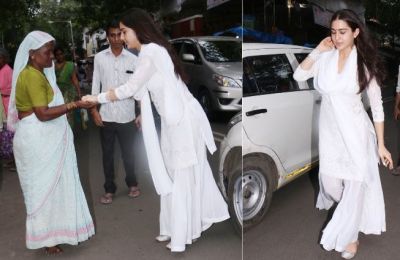 Sara Ali Khan spotted with mom donating the poor at the temple, See pics