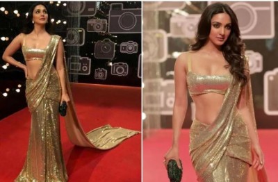 If you want to look traditional in a wedding-party, then take the idea from Kiara Advani