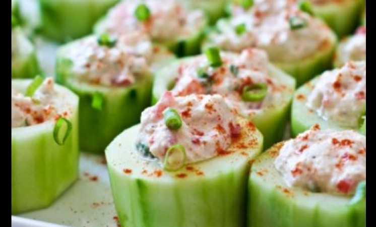 Have become bored after eating plain cucumber, so make stuffed cucumber today