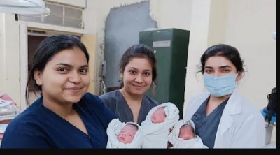 महिला ने एक साथ दिया 3 बच्चो को जन्म, फोटोज देख हैरान लोग
