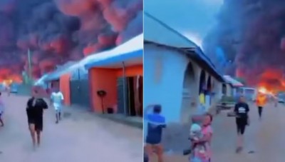 सोशल मीडिया पर वायरल हुआ भीषण आग का हैरान करने वाला वीडियो, जान बचाने के लिए भागते दिखे लोग