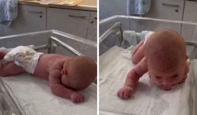 Suddenly 3 day old girl started trying to walk, people were surprised to see the video
