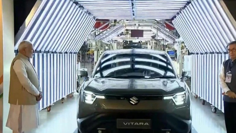 PM Modi flags off e-Vitara project in Gujarat, pushes for India's green mobility