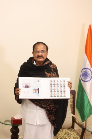 VP releases commemorative postage stamp honouring late PM I K Gujral