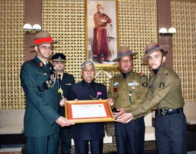 Arunachal Governor BD Mishra presented awards to 2 battalions of 11th Gorkha Rifles regiment