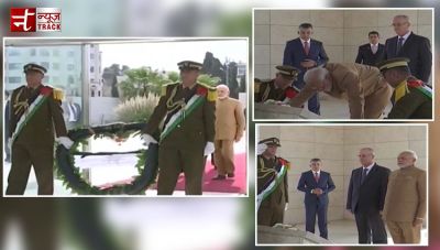 PM Modi lays wreath at Mausoleum of late President Yasser Arafat in Ramallah