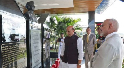 Defence minister Rajnath Singh visits Joint Op Centre in Andaman