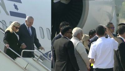 Israeli PM Netanyahu arrives at Ahmedabad airport ,received by PM  Modi