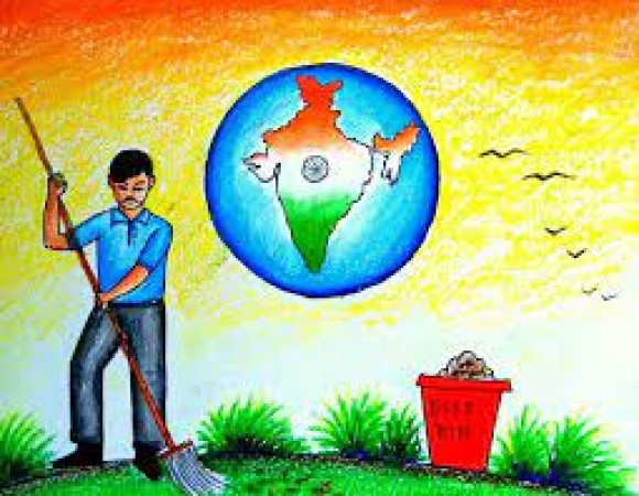 Clean India, Green India - Swachh Bharat Painting by Shambhawi Vermaa-saigonsouth.com.vn