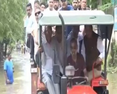 Gujarat Health Minister Rushikesh Patel Inspects Flood-Affected Areas Amid Heavy Rainfall