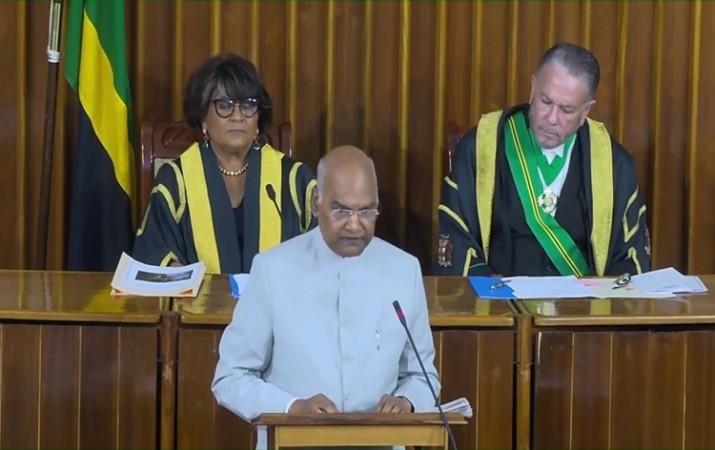 राष्ट्रपति रामनाथ कोविंद ने जमैका की संसद की संयुक्त बैठक को संबोधित किया