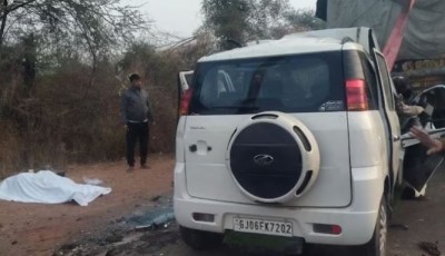 खड़े ट्रक में जा घुसा राजस्थान पुलिस का वाहन, 5 जवानों की दुखद मौत, 2 घायल