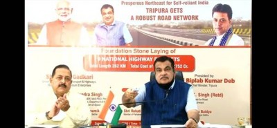 Union Minister Gadkari laid foundation for 9 NH projects in Tripura