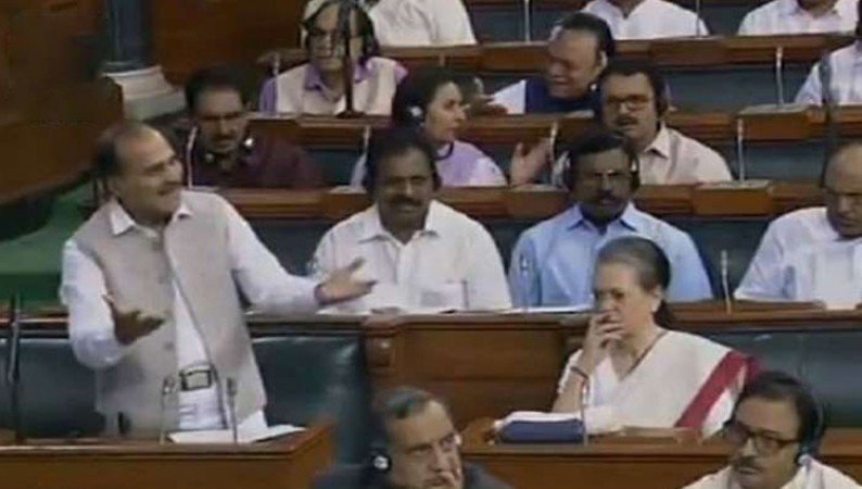 Video: Sonia Gandhi Prompts Congress MLA Adhir Ranjan Chowdhury During Parliament Session