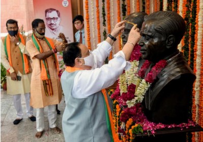 BJP president JP Nadda pays floral tribute to Deendayal Upadhyaya