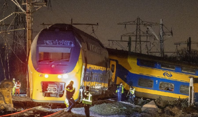 In a Netherlands train collision fire breaks out