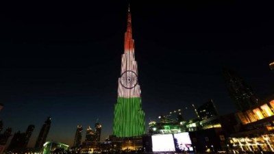 संयुक्त अरब अमीरात ने बुर्ज खलीफा में एक बार फिर भारतीय ध्वज लगाकर किया समर्थन